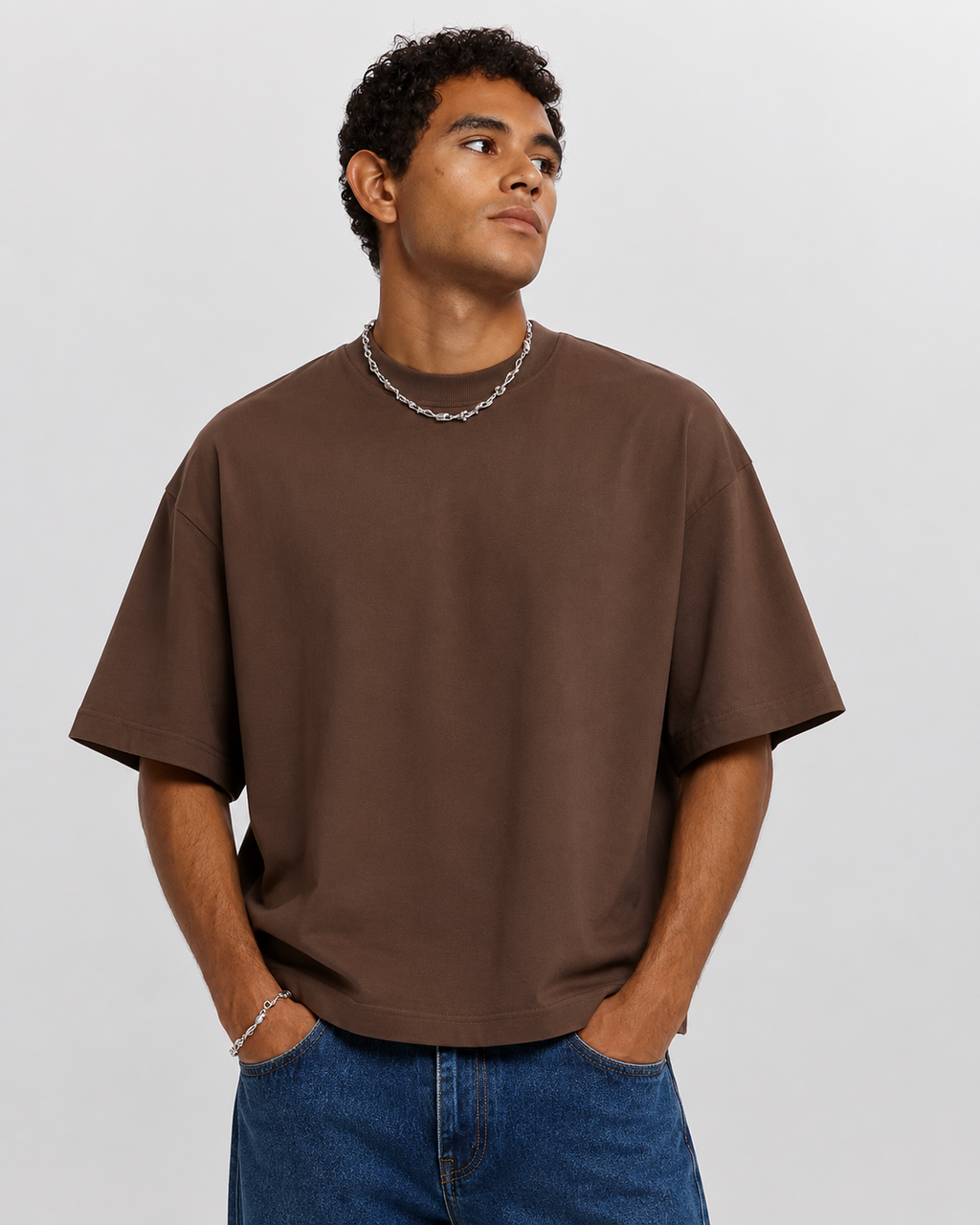 BROWN BOXY TEE